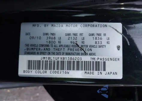 2011 Mazda Mazda3 I Sport z USA, uszkodzony, nr VIN JM1BL1UFXB1386203